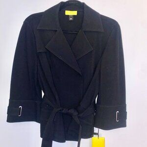 Women's Black Belted Trench Coat Jacket